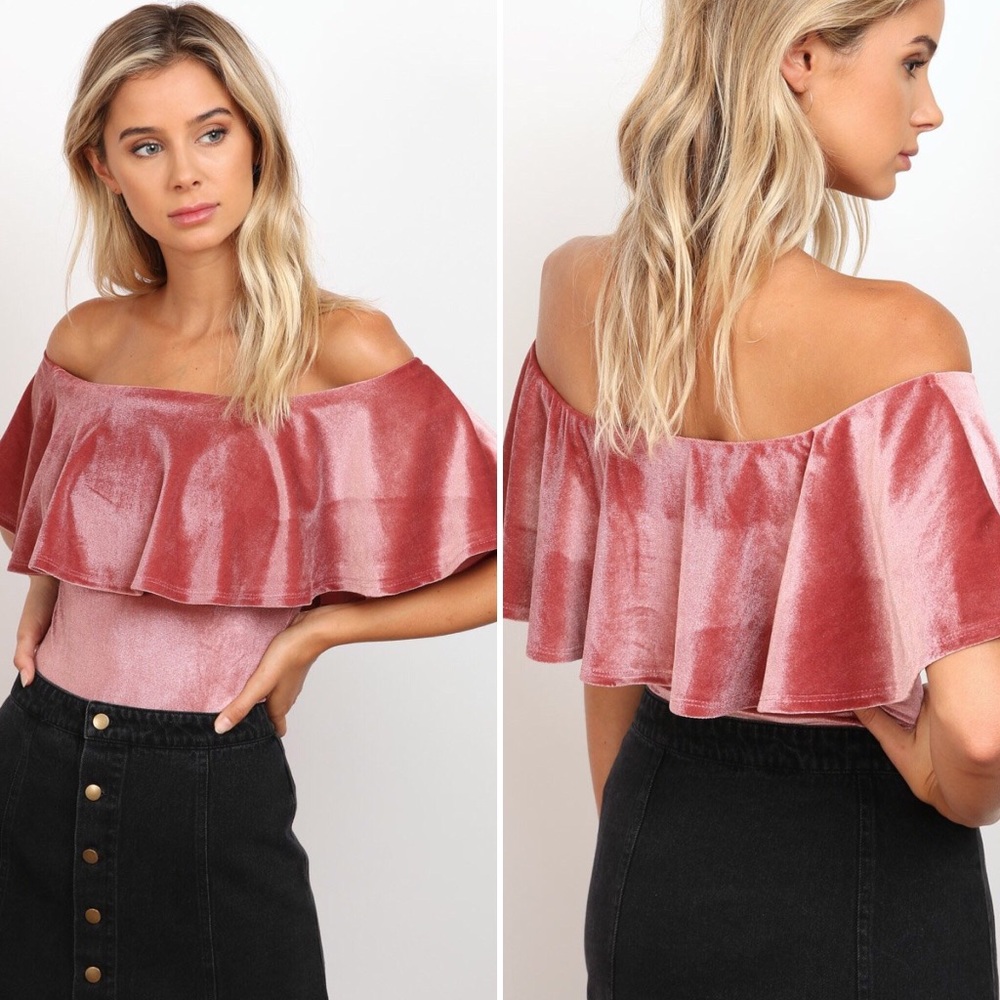 Off The Shoulder Velvet Bodysuit